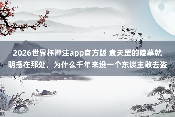 2026世界杯押注app官方版 袁天罡的陵墓就明摆在那处，为什么千年来没一个东谈主敢去盗