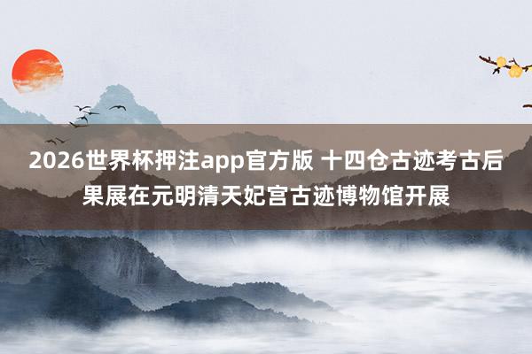 2026世界杯押注app官方版 十四仓古迹考古后果展在元明清天妃宫古迹博物馆开展