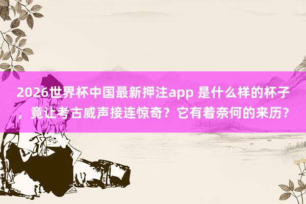 2026世界杯中国最新押注app 是什么样的杯子，竟让考古威声接连惊奇？它有着奈何的来历？