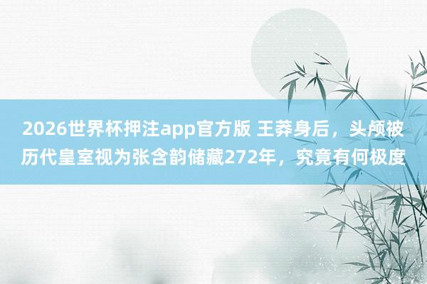 2026世界杯押注app官方版 王莽身后，头颅被历代皇室视为张含韵储藏272年，究竟有何极度