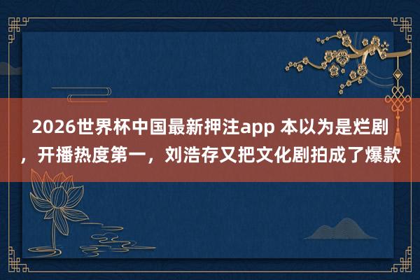 2026世界杯中国最新押注app 本以为是烂剧，开播热度第一，刘浩存又把文化剧拍成了爆款