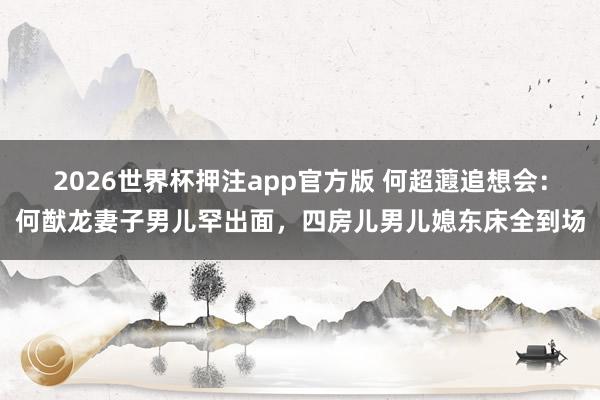 2026世界杯押注app官方版 何超蕸追想会：何猷龙妻子男儿罕出面，四房儿男儿媳东床全到场