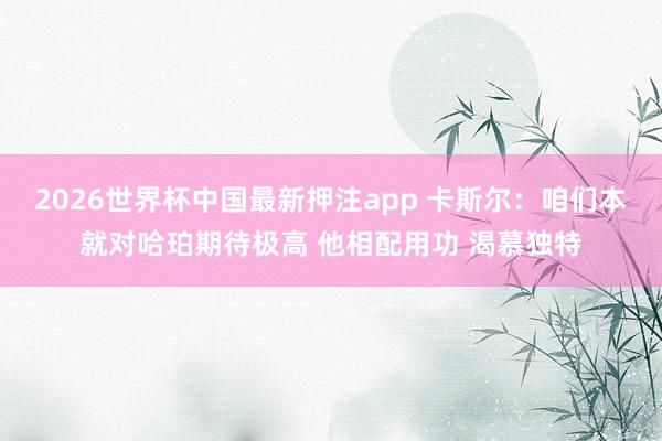 2026世界杯中国最新押注app 卡斯尔：咱们本就对哈珀期待极高 他相配用功 渴慕独特