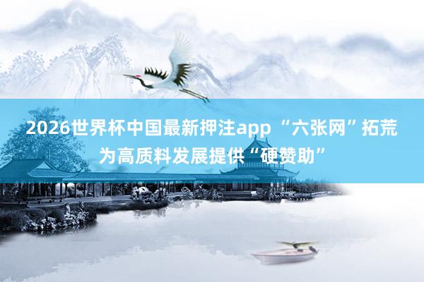 2026世界杯中国最新押注app “六张网”拓荒为高质料发展提供“硬赞助”