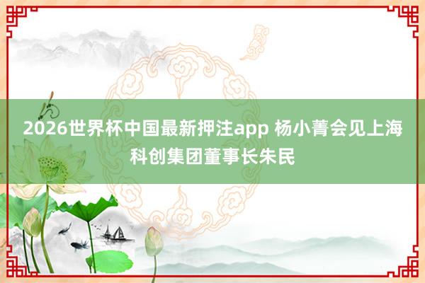 2026世界杯中国最新押注app 杨小菁会见上海科创集团董事长朱民