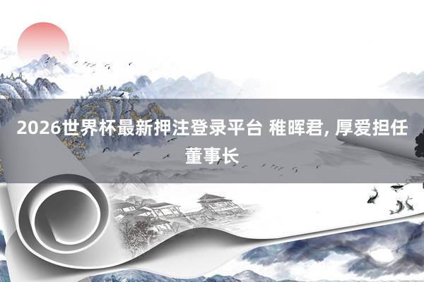 2026世界杯最新押注登录平台 稚晖君, 厚爱担任董事长