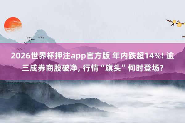 2026世界杯押注app官方版 年内跌超14%! 逾三成券商股破净, 行情“旗头”何时登场?
