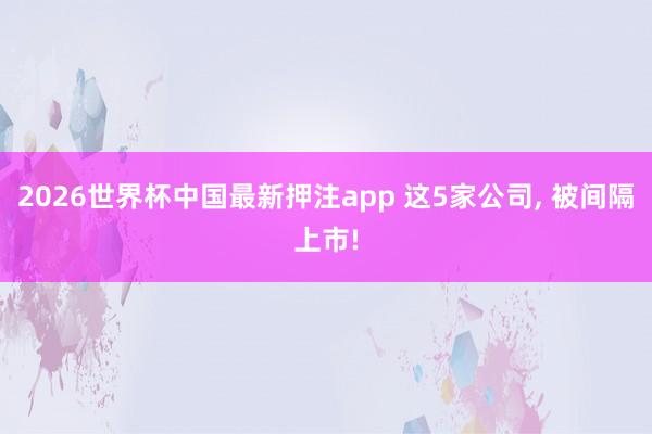 2026世界杯中国最新押注app 这5家公司, 被间隔上市!