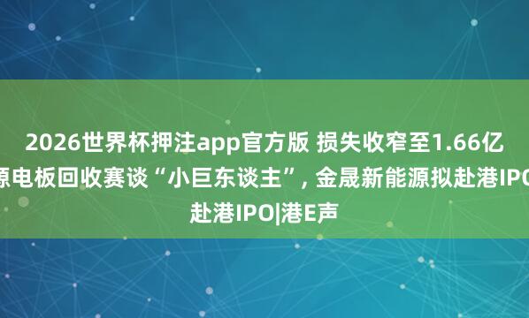2026世界杯押注app官方版 损失收窄至1.66亿元! 能源电板回收赛谈“小巨东谈主”, 金晟新能源拟赴港IPO|港E声