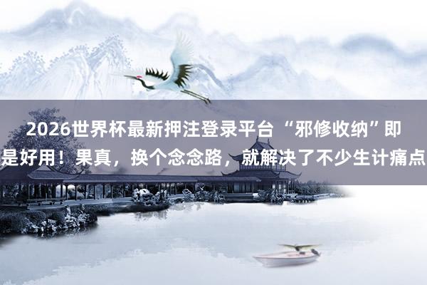 2026世界杯最新押注登录平台 “邪修收纳”即是好用！果真，换个念念路，就解决了不少生计痛点
