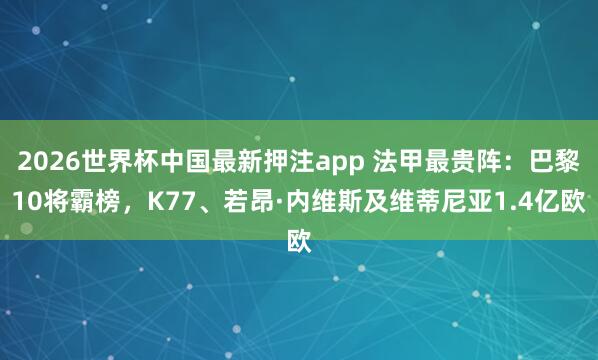 2026世界杯中国最新押注app 法甲最贵阵：巴黎10将霸榜，K77、若昂·内维斯及维蒂尼亚1.4亿欧