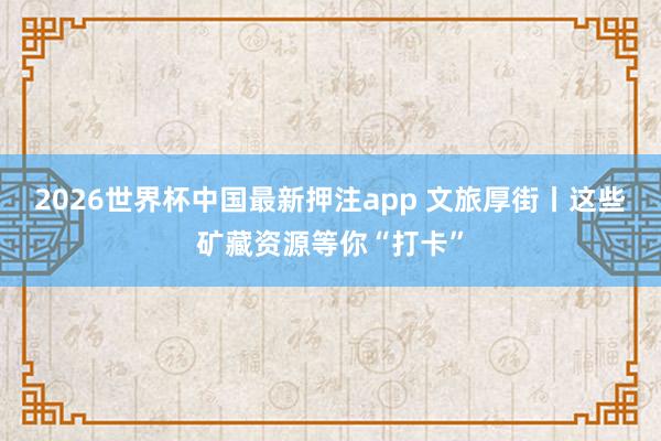 2026世界杯中国最新押注app 文旅厚街丨这些矿藏资源等你“打卡”