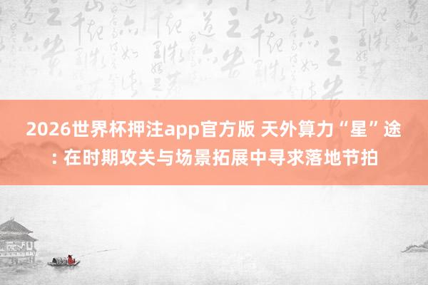 2026世界杯押注app官方版 天外算力“星”途: 在时期攻关与场景拓展中寻求落地节拍