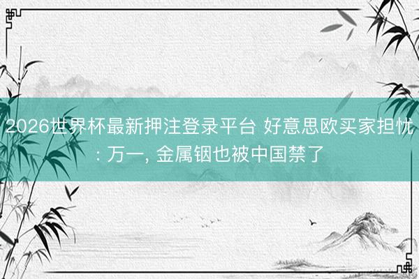 2026世界杯最新押注登录平台 好意思欧买家担忧: 万一, 金属铟也被中国禁了